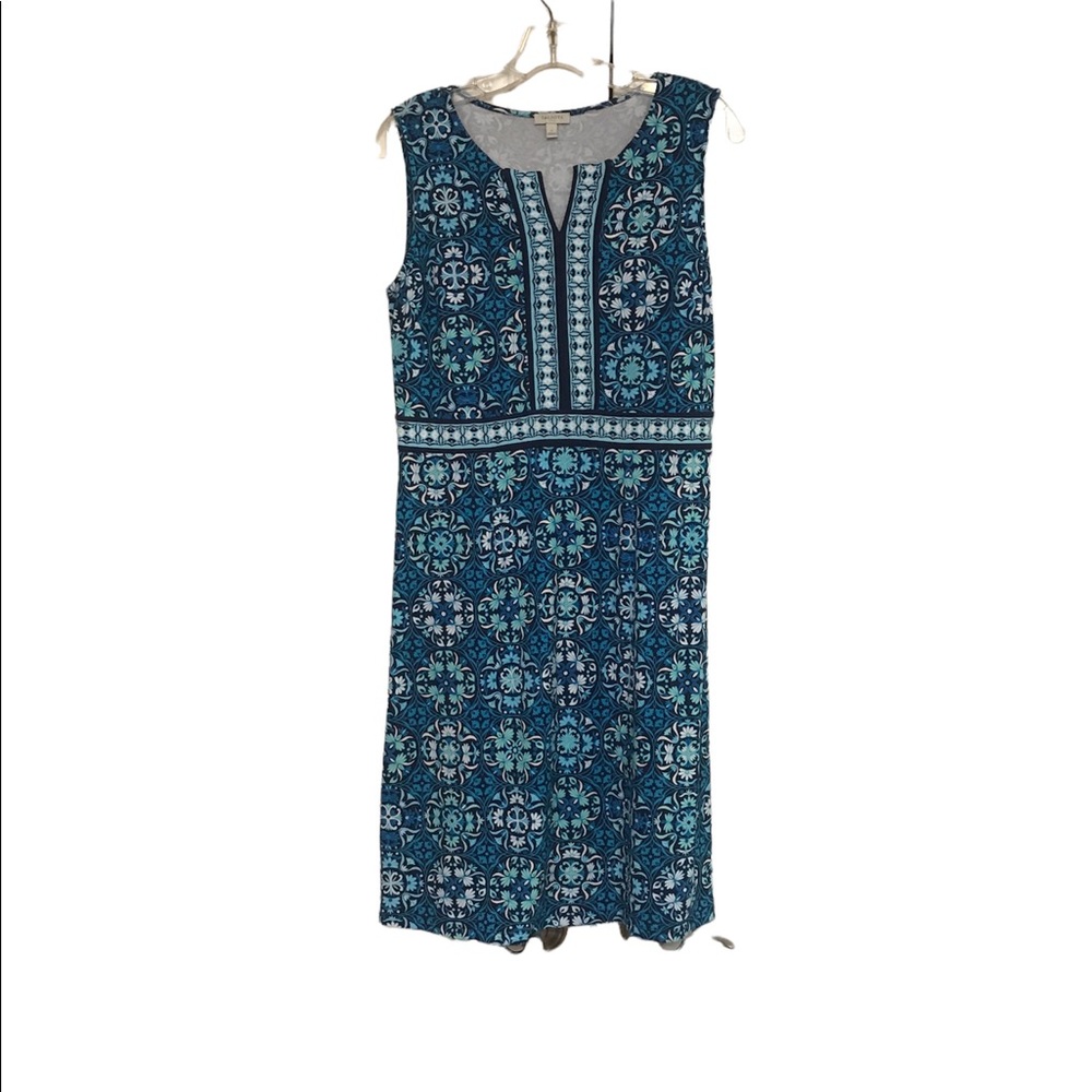 Talbot’s Blue and White Sleeveless Comfortable Sundress, Size Small.